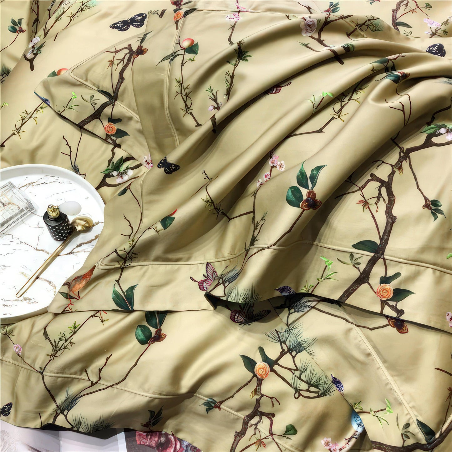 Birds and Flowers Botanical Duvet Cover Set