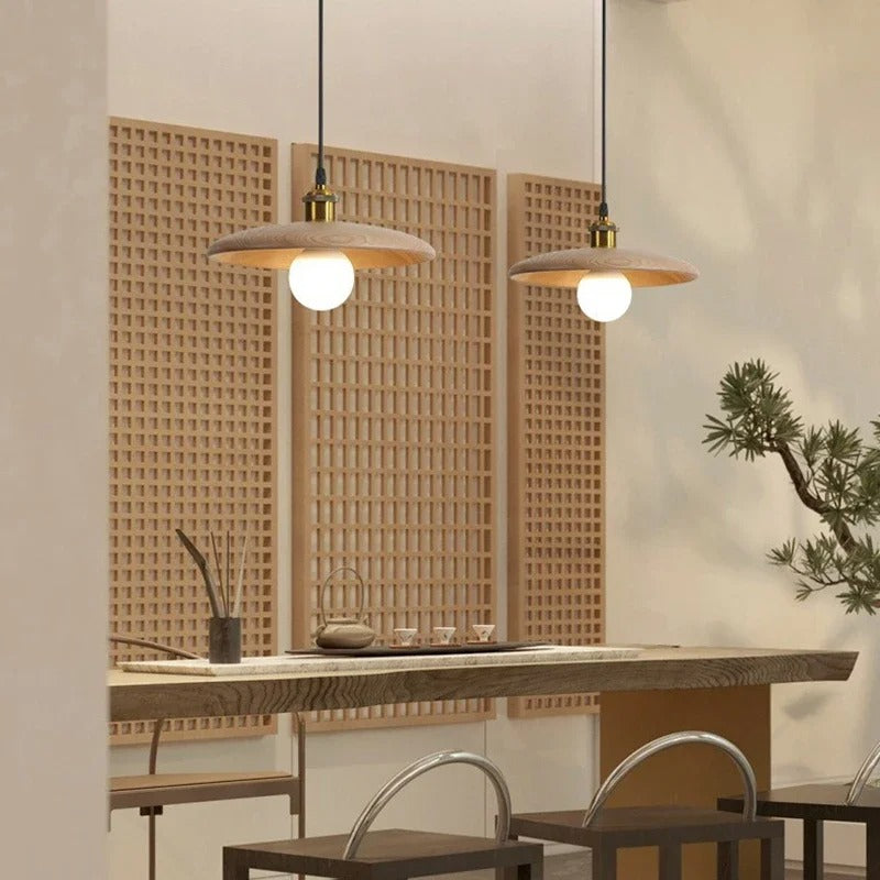 Solid Bamboo Wood Pendant Light