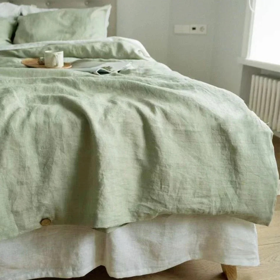 100% Stone-Washed Linen Duvet Cover with 2 Pillowcases