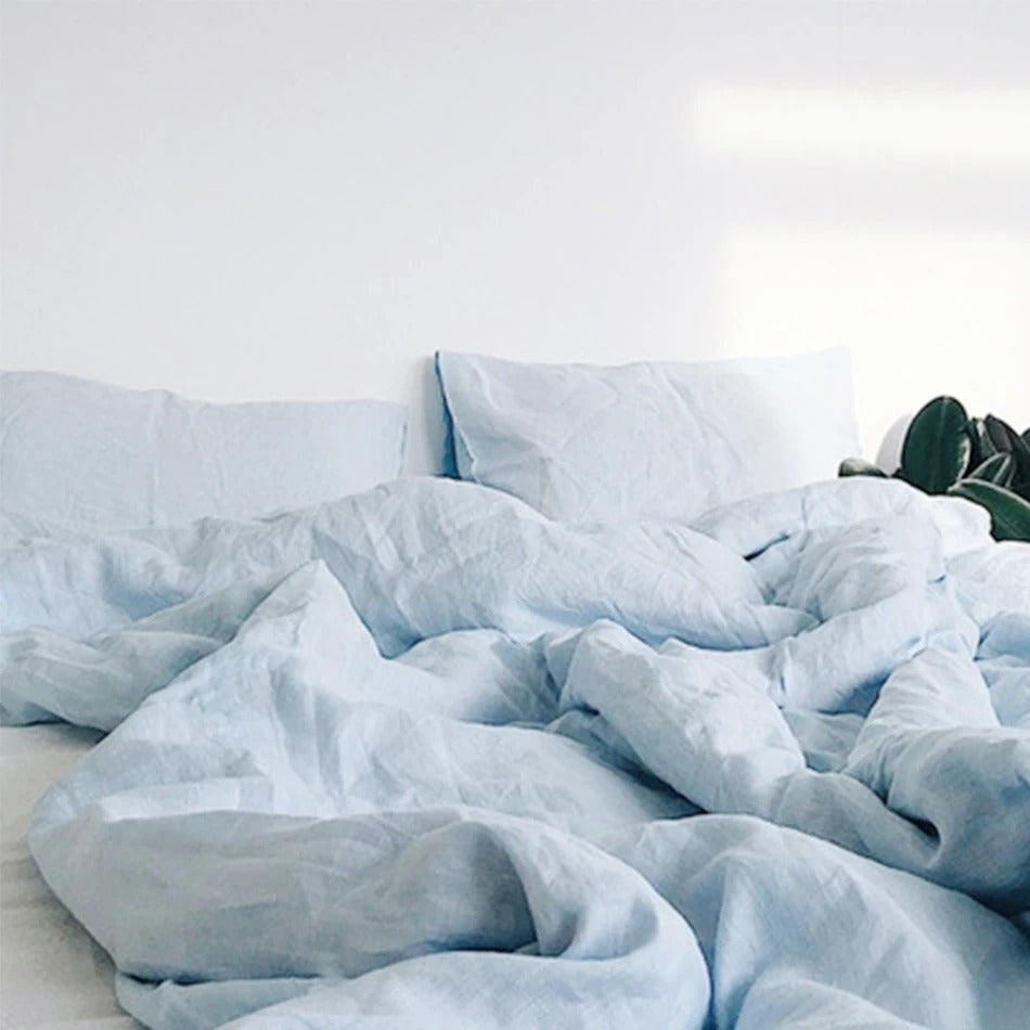 100% Stone-Washed Linen Duvet Cover with 2 Pillowcases