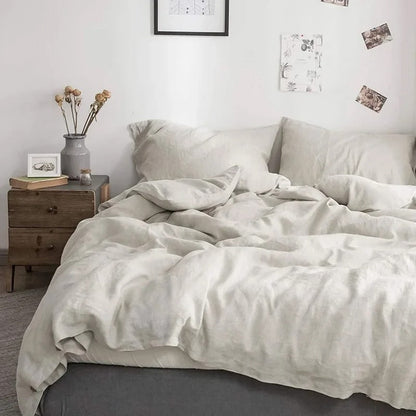 100% Stone-Washed Linen Duvet Cover with 2 Pillowcases