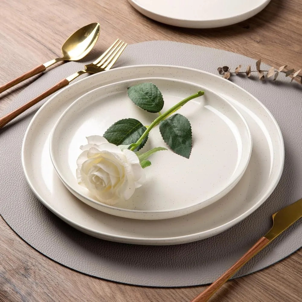 12-Piece Handpainted Stoneware Dinnerware Set for 4 - Light Beige