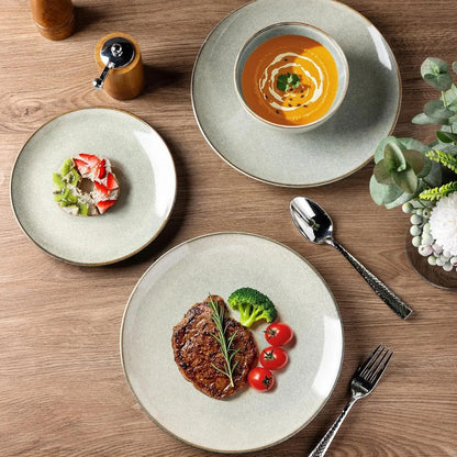 18-Piece Handpainted Stoneware Dinnerware Set for 6 - Sage Green