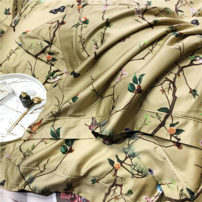 Birds and Flowers Botanical Duvet Cover Set