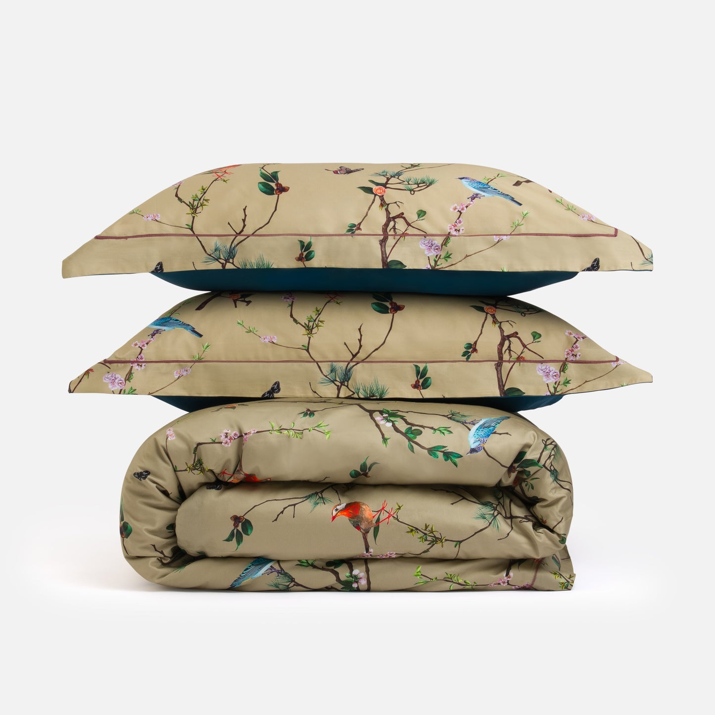 Birds and Flowers Botanical Duvet Cover Set