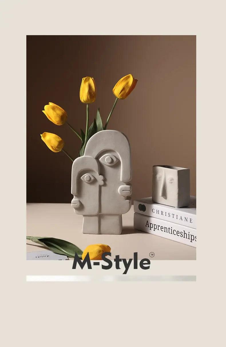 Ceramic Face Vase Nordic Design
