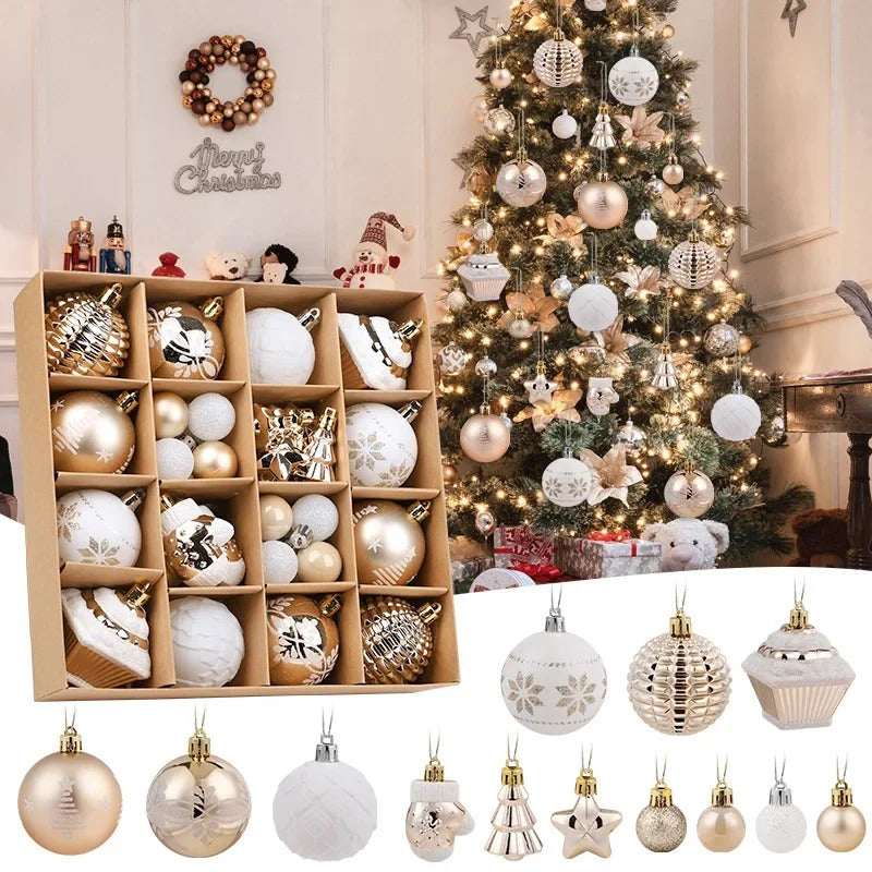 Champagne Gold Christmas Ornament Set
