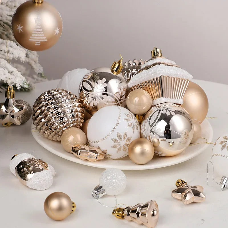 Champagne Gold Christmas Ornament Set