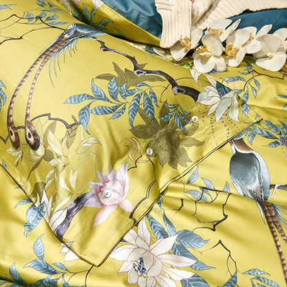 Egyptian Cotton Duvet Cover Set with Bird & Floral Print