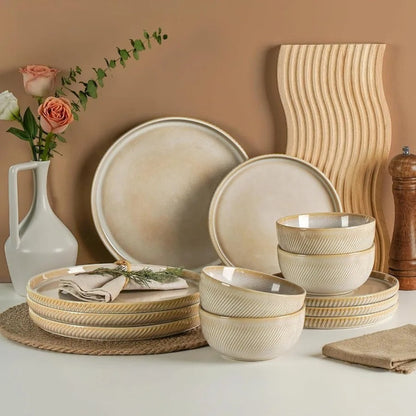 Elegant 12-Piece Stoneware Dinnerware Set for 4