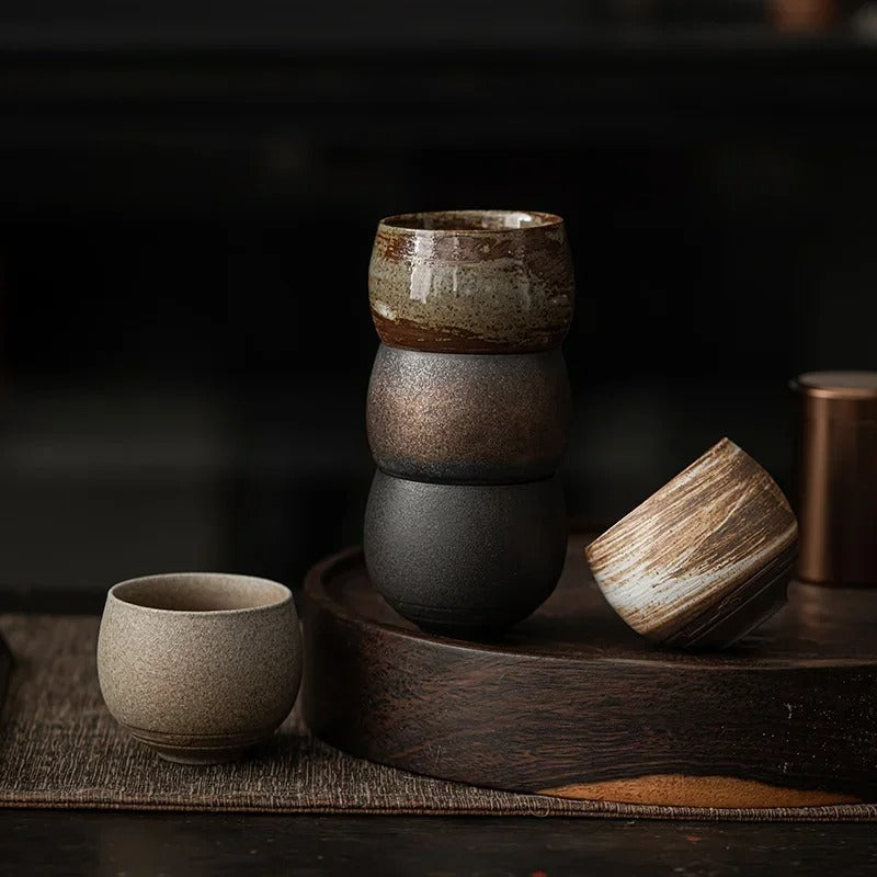 Handmade Japanese Wabi-Sabi Style Tea Cup 5pcs Set