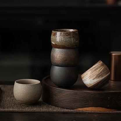 Handmade Japanese Wabi-Sabi Style Tea Cup 5pcs Set