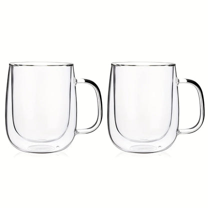 Insulated Double Wall Glass Cups for Latte, Cappuccino, and Tea 2-Pack
