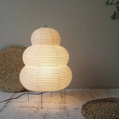 Japanese-Inspired Paper Floor Lamp with Stainless Steel Base