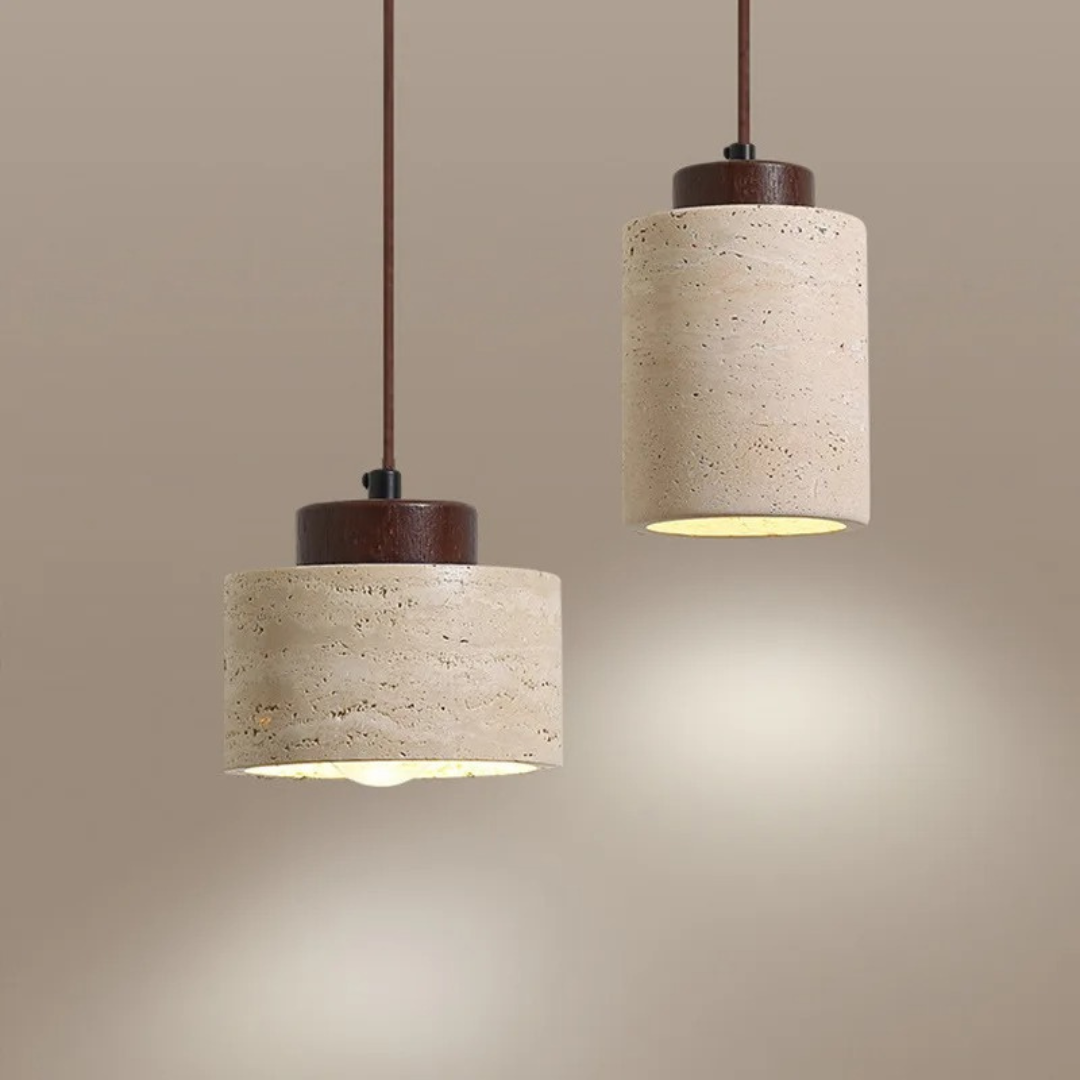 Japanese Wabi-Sabi Pendant Lamp In Textured Stone Finish