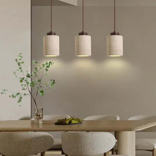 Japanese Wabi-Sabi Pendant Lamp In Textured Stone Finish