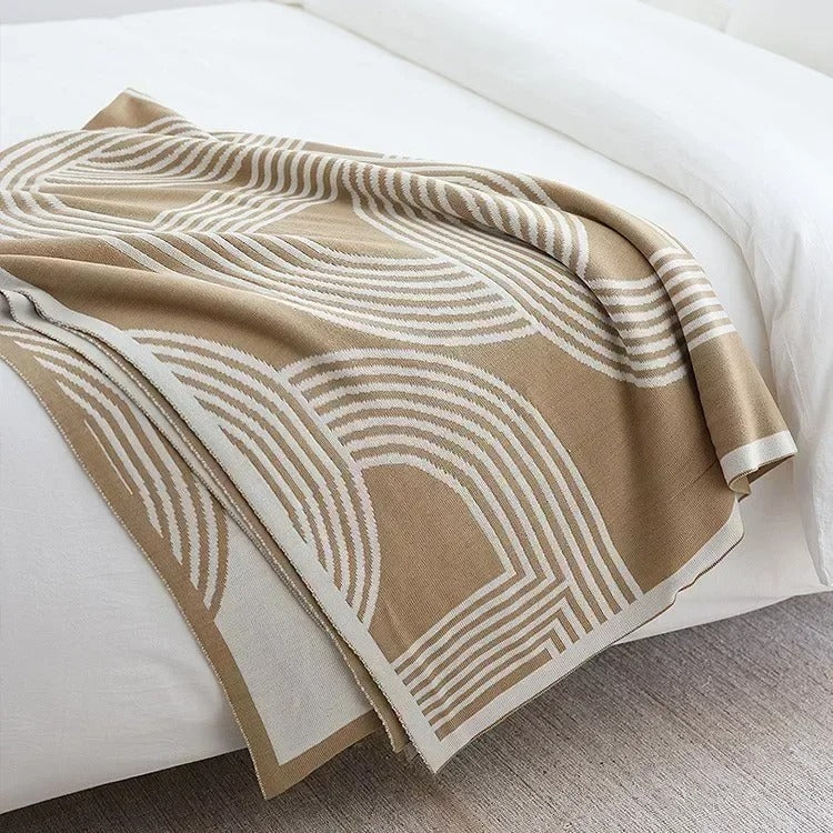 Nordic Geometric Knitted Throw Blanket
