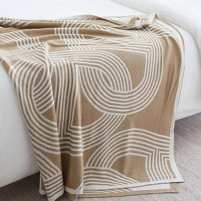 Nordic Geometric Knitted Throw Blanket