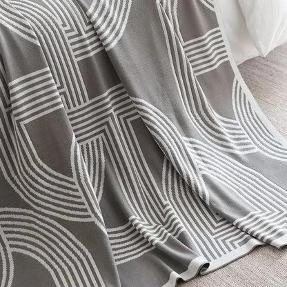 Nordic Geometric Knitted Throw Blanket