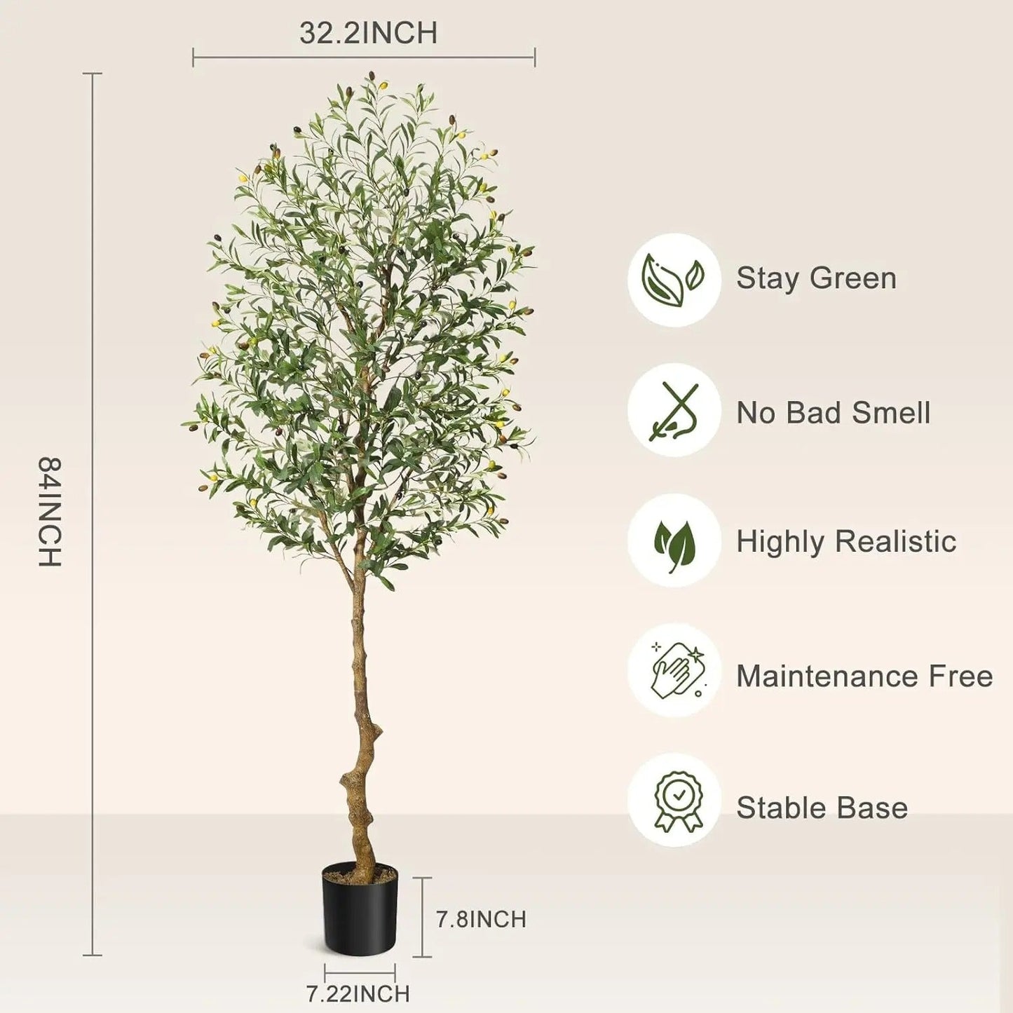 Olivara Realistic Artificial Olive Tree with Fruits & Branches 7ft