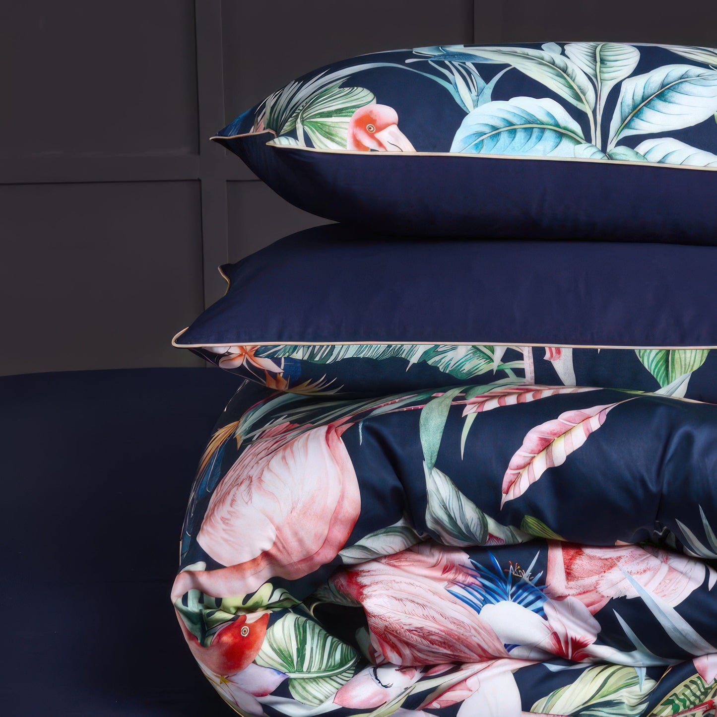 Paradise Flamingo Blue Duvet Cover Set