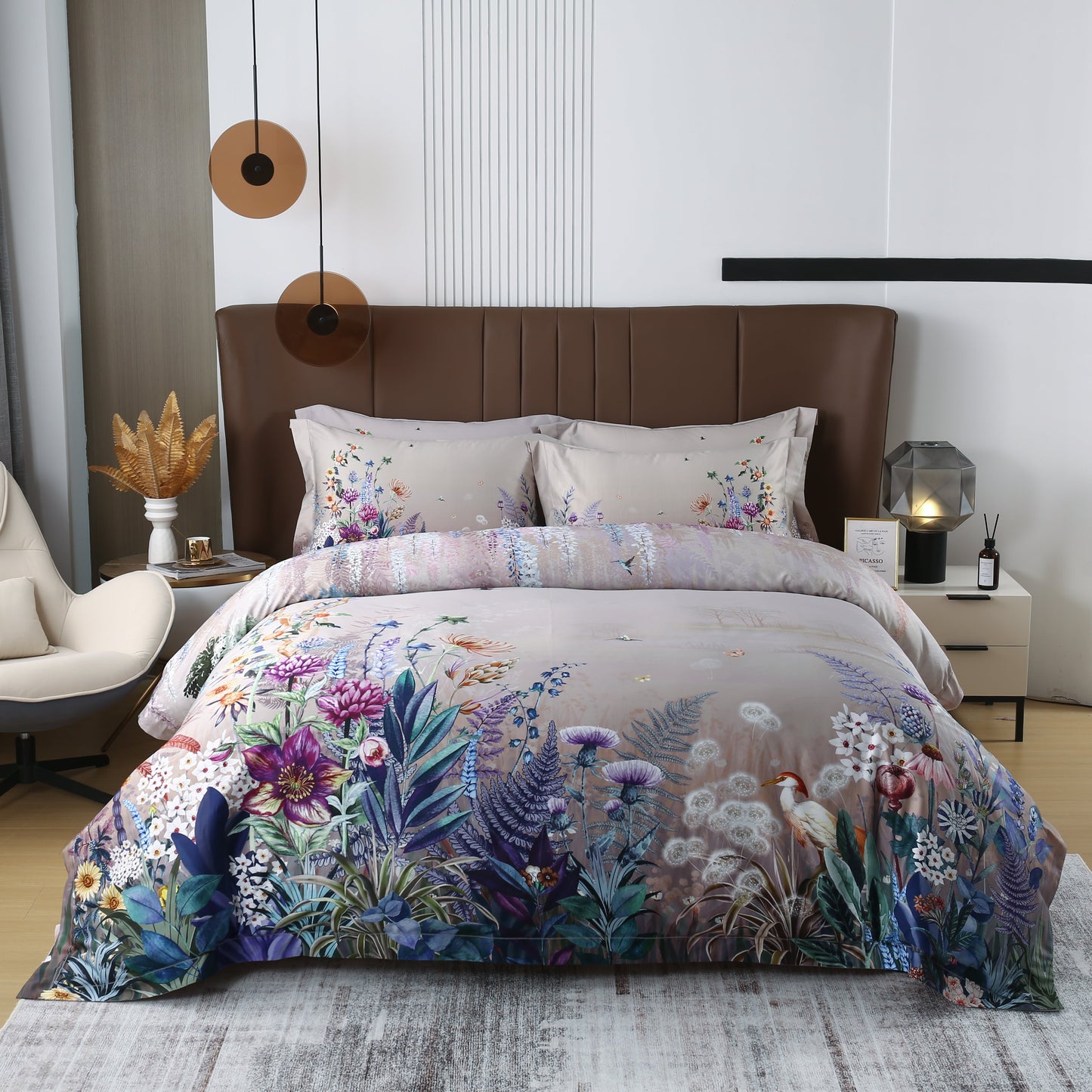 Purple Flowers Lavender Floral Duvet Cover Set