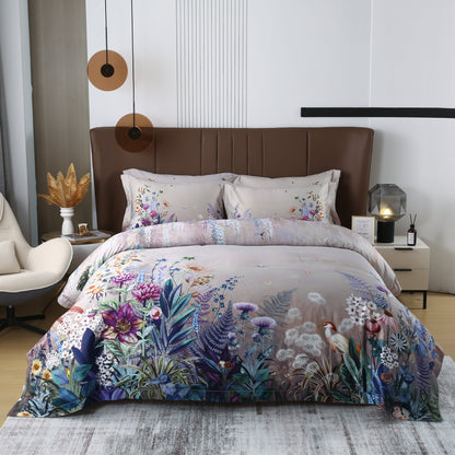 Purple Flowers Lavender Floral Duvet Cover Set