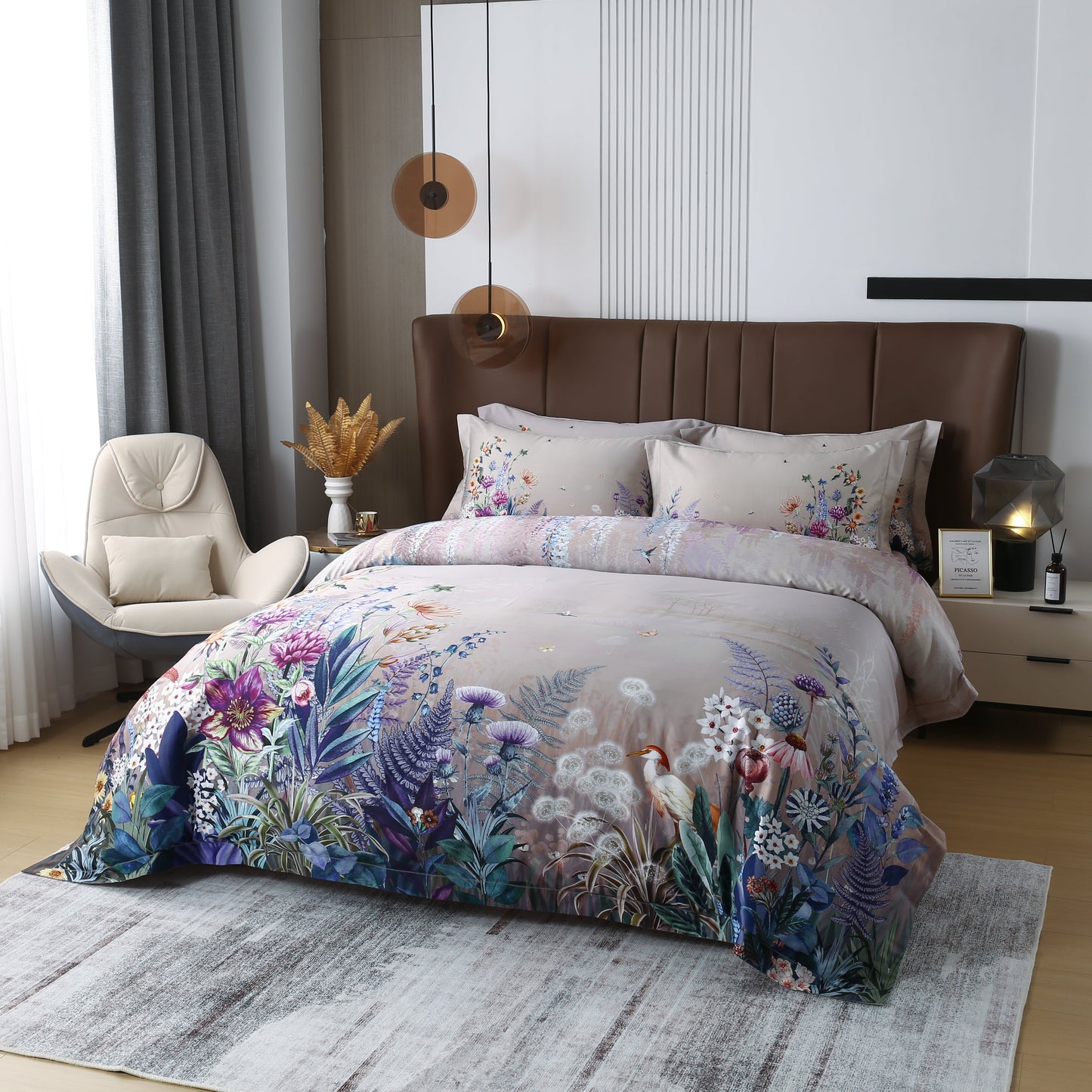 Purple Flowers Lavender Floral Duvet Cover Set