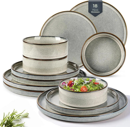 Reaktiv Ceramic 18-Piece Stoneware Dinnerware Set for 6