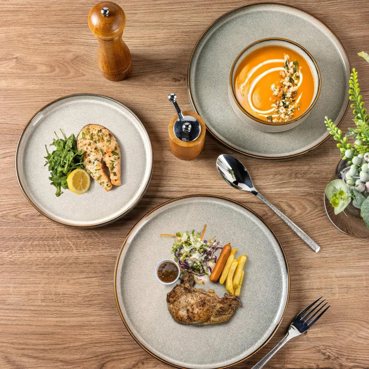 Reaktiv Ceramic 18-Piece Stoneware Dinnerware Set for 6