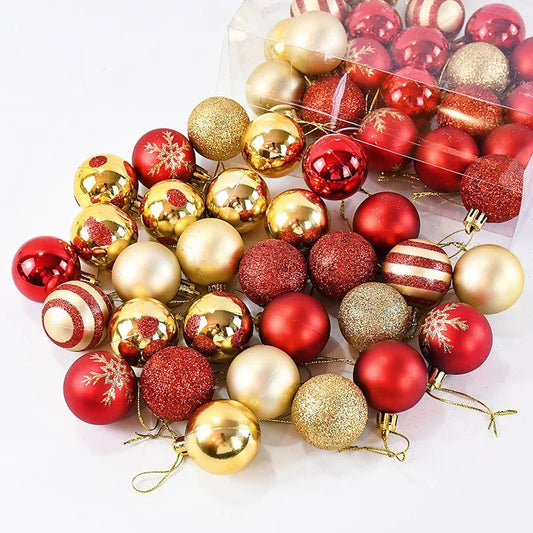 Red & Gold Christmas Ball Ornament 50pcs Set