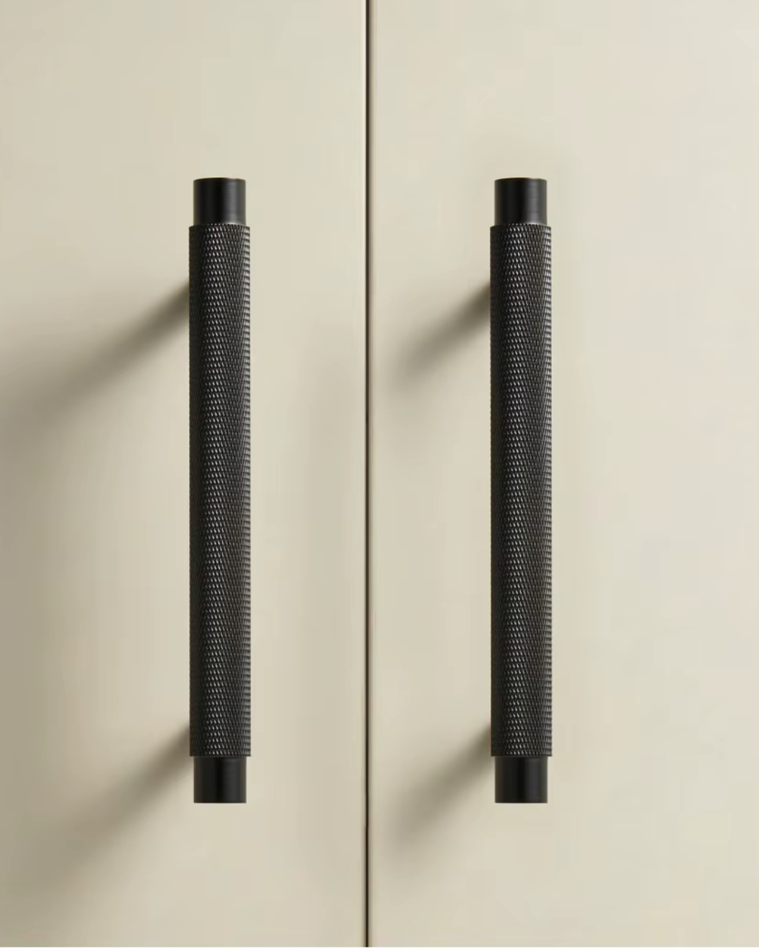 Solid Brass Cabinet Handles with Knurled Texture for Kitchen Cabinets & Drawers - Long