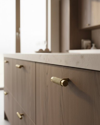 Solid T-Bar Cabinet Handles with Knurled Texture for Kitchen Cabinets & Drawers - Short