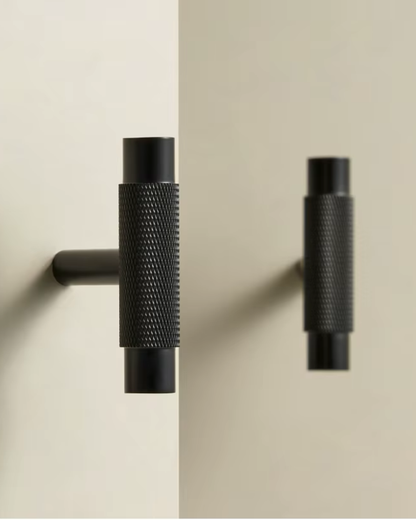 Solid T-Bar Cabinet Handles with Knurled Texture for Kitchen Cabinets & Drawers - Short