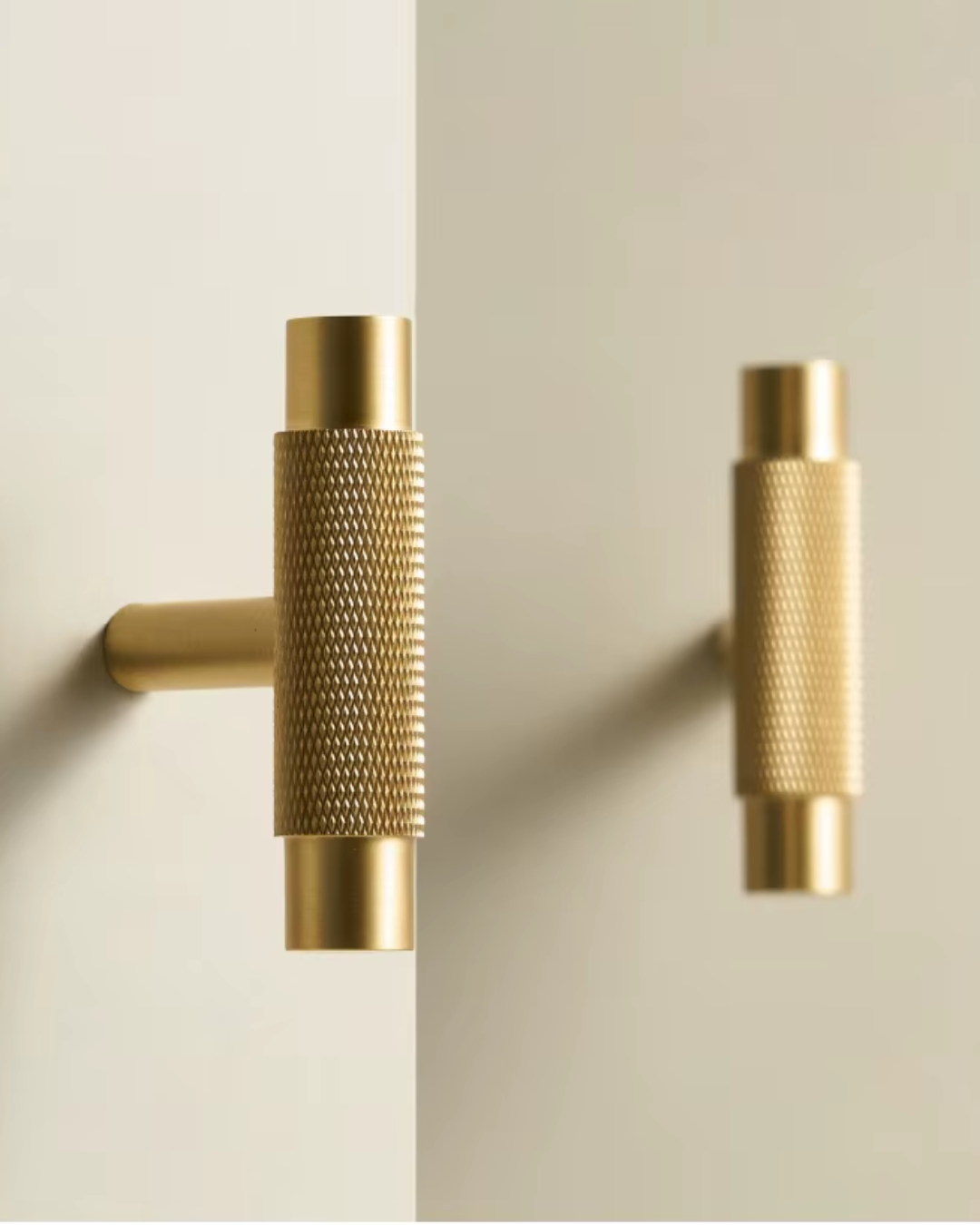 Solid T-Bar Cabinet Handles with Knurled Texture for Kitchen Cabinets & Drawers - Short