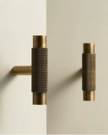 Solid T-Bar Cabinet Handles with Knurled Texture for Kitchen Cabinets & Drawers - Short
