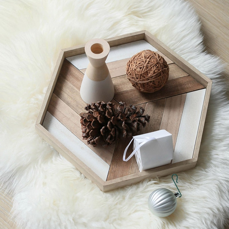 Tessara Geometric Wood Serving Tray