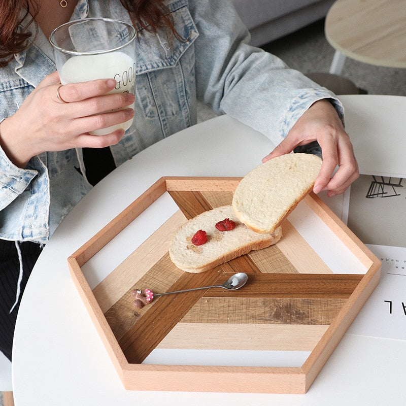 Tessara Geometric Wood Serving Tray