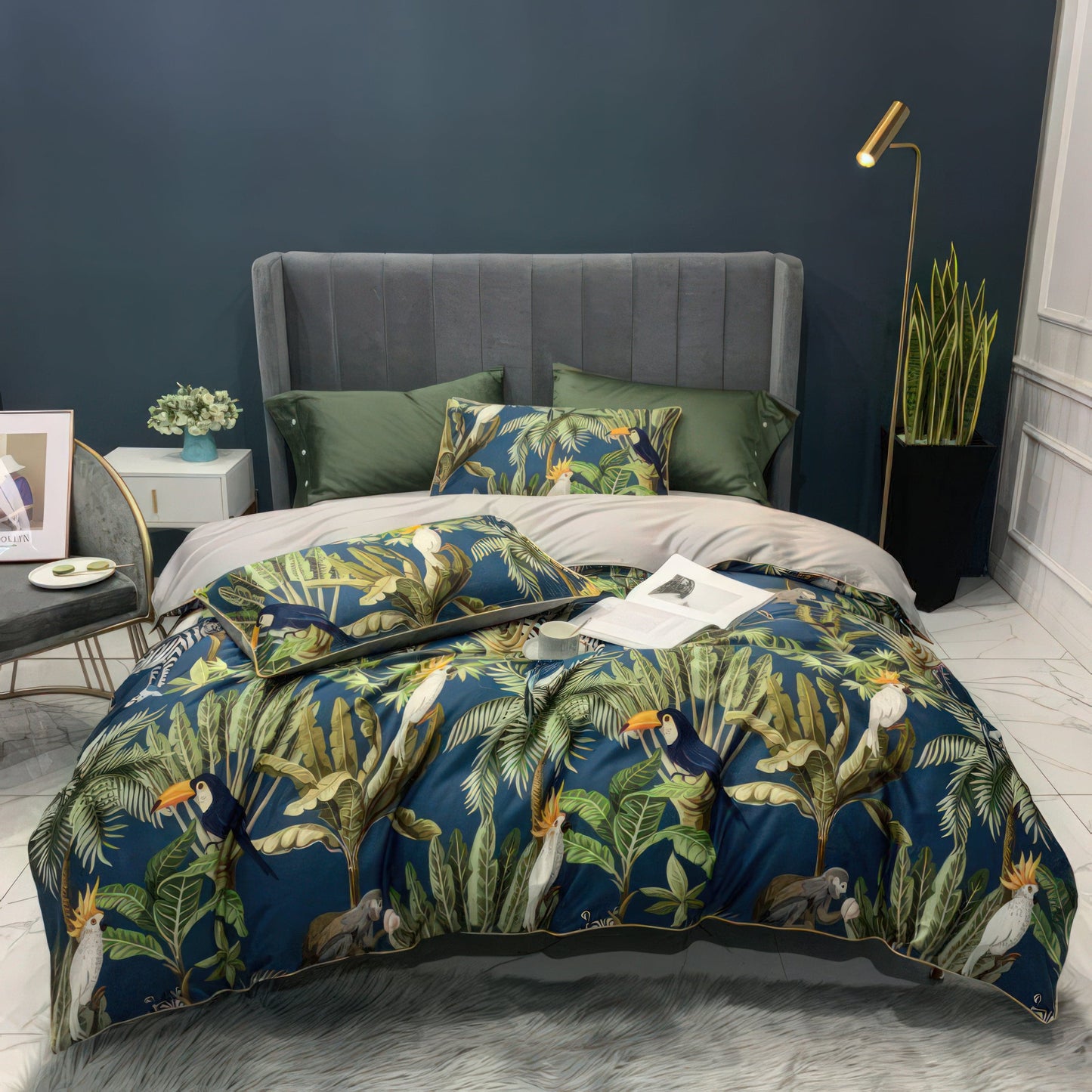 Tucano Green Tropical Bird Duvet Cover Set