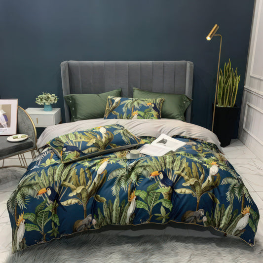 Tucano Green Tropical Bird Duvet Cover Set