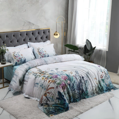 Violet Flowers Purple Floral Duvet Cover Set