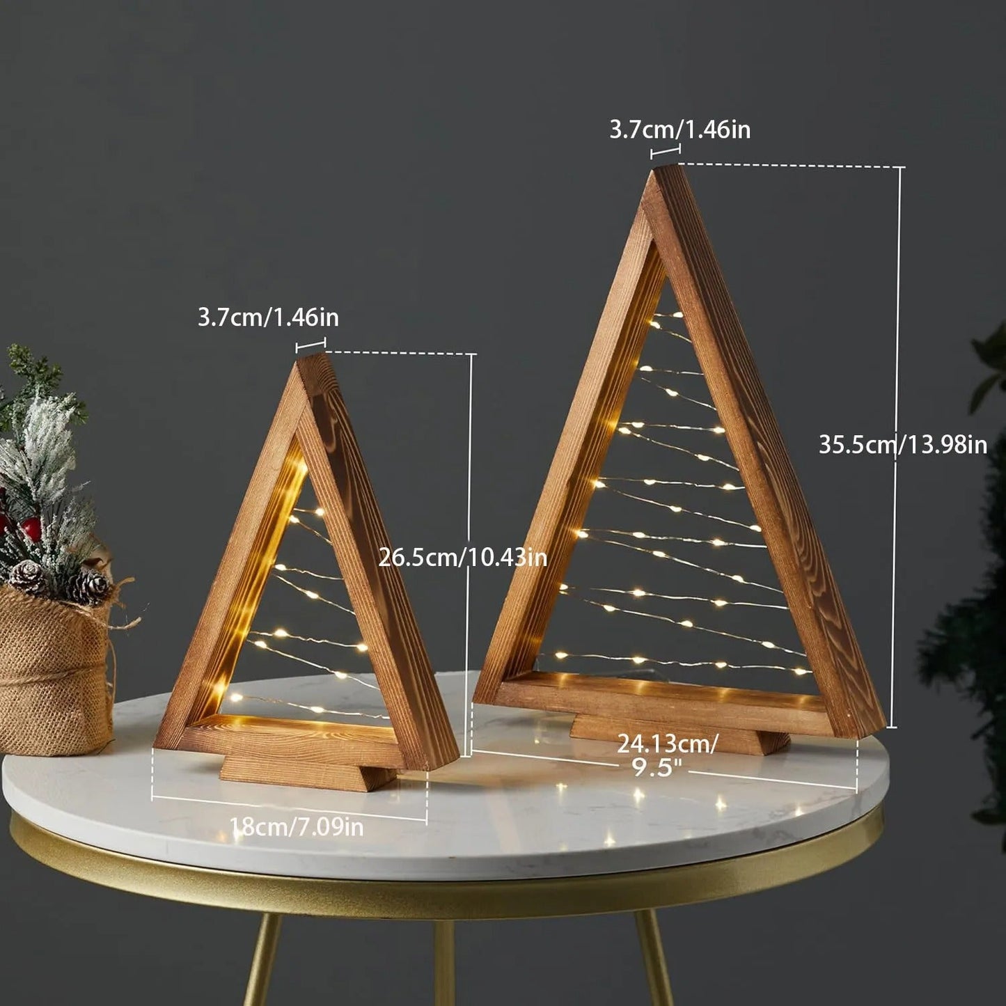 Wooden Christmas Advent Tree with Lights