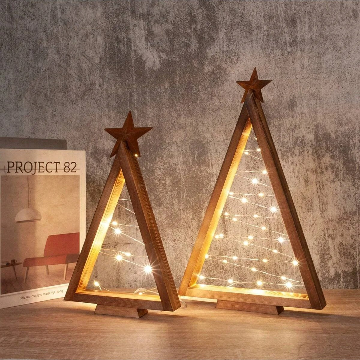 Wooden Christmas Advent Tree with Lights